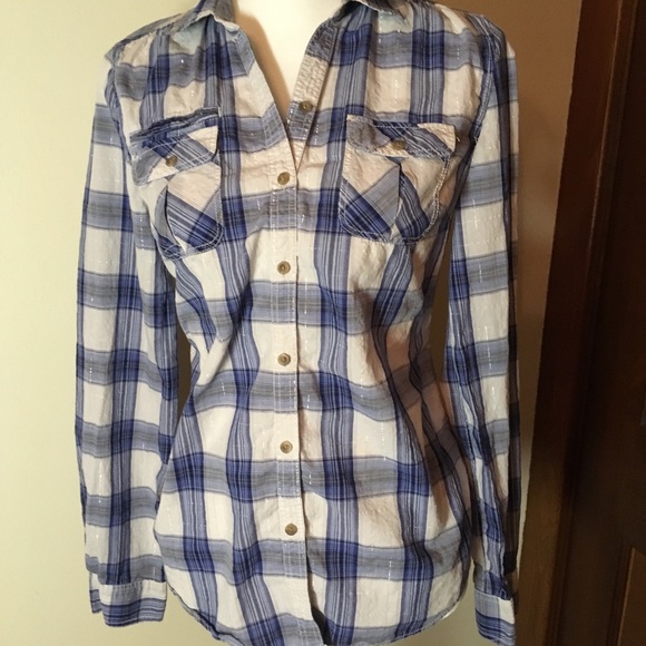 Express plaid look with silver thread Size Small - Picture 3 of 7